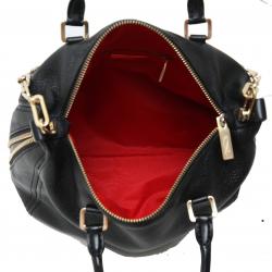 Pre Owned Carolina Herrea Black Pebbled Leather Chain Top Handle Bag