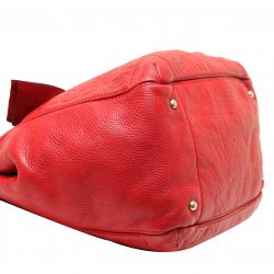 Pre Owned Carolina Herrera Red Monogram Leather Audrey Tote