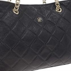 Pre Owned Carolina Herrera Black Quilted Shopper Tote