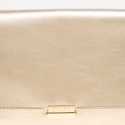 Pre Owned Carolina Herrera Gold Leather Jewel Chain Shoulder Bag