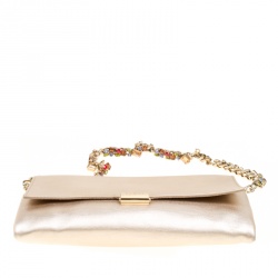 Pre Owned Carolina Herrera Gold Leather Jewel Chain Shoulder Bag