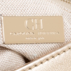 Pre Owned Carolina Herrera Gold Leather Jewel Chain Shoulder Bag