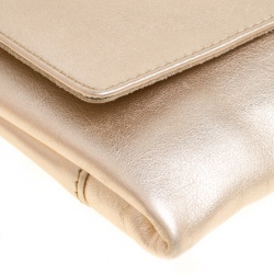 Pre Owned Carolina Herrera Gold Leather Jewel Chain Shoulder Bag