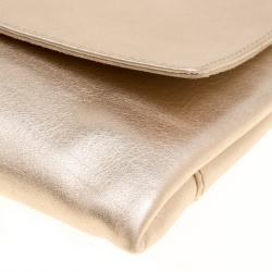 Pre Owned Carolina Herrera Gold Leather Jewel Chain Shoulder Bag