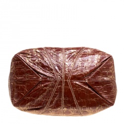 Pre Owned Carolina Herrera Copper Monogram Leather Chain Tote