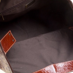 Pre Owned Carolina Herrera Copper Monogram Leather Chain Tote