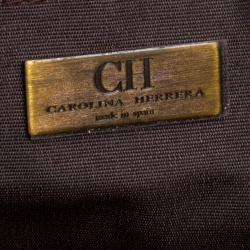 Pre Owned Carolina Herrera Copper Monogram Leather Chain Tote