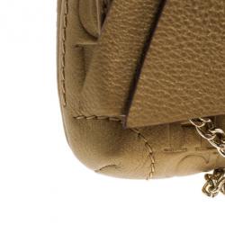 Pre Owned Carolina Herrera Gold Monogram Embossed Bow Bag
