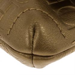 Pre Owned Carolina Herrera Gold Monogram Embossed Bow Bag