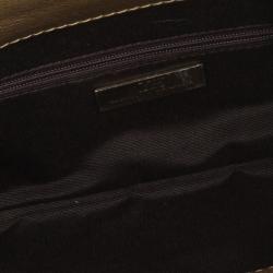 Pre Owned Carolina Herrera Gold Monogram Embossed Bow Bag