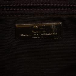 Pre Owned Carolina Herrera Gold Monogram Embossed Bow Bag