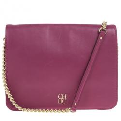 Pre Owned Carolina Herrera Fushia Pink Leather New Baltazar