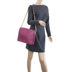 Pre Owned Carolina Herrera Fushia Pink Leather New Baltazar