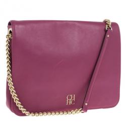 Pre Owned Carolina Herrera Fushia Pink Leather New Baltazar