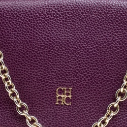 Pre Owned Carolina Herrera Purple Leather Chain Clutch
