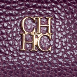 Pre Owned Carolina Herrera Purple Leather Chain Clutch