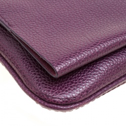 Pre Owned Carolina Herrera Purple Leather Chain Clutch