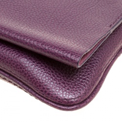 Pre Owned Carolina Herrera Purple Leather Chain Clutch