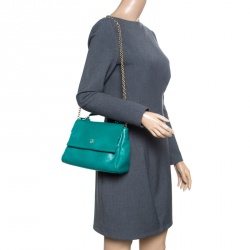 Pre Owned Carolina Herrera Green Leather Top Handle Shoulder Bag