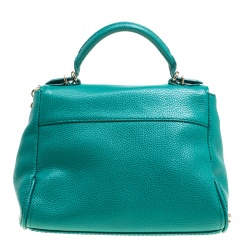 Pre Owned Carolina Herrera Green Leather Top Handle Shoulder Bag