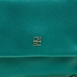 Pre Owned Carolina Herrera Green Leather Top Handle Shoulder Bag