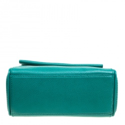 Pre Owned Carolina Herrera Green Leather Top Handle Shoulder Bag