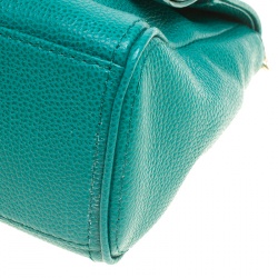 Pre Owned Carolina Herrera Green Leather Top Handle Shoulder Bag