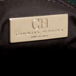 Pre Owned Carolina Herrera Black Monogram Leather Poppy Hobo