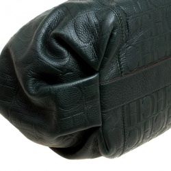 Pre Owned Carolina Herrera Black Monogram Leather Poppy Hobo