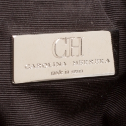 Carolina Herrera Silver Monogram Embossed Leather Bow Bucket Shoulder Bag