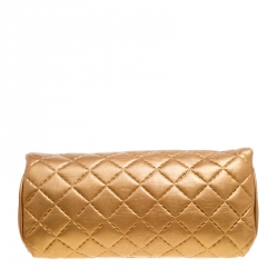 Pre Owned Carolina Herrera Gold Quilted Leather Clutch