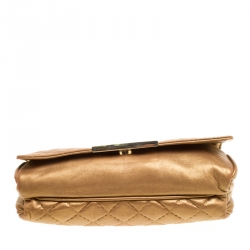 Pre Owned Carolina Herrera Gold Quilted Leather Clutch