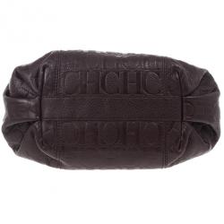 Pre Owned Carolina Herrera Brown Monogram Celidonia Chain Handle Tote