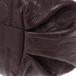 Pre Owned Carolina Herrera Brown Monogram Celidonia Chain Handle Tote