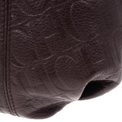 Pre Owned Carolina Herrera Brown Monogram Celidonia Chain Handle Tote