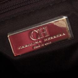 Pre Owned Carolina Herrera Brown Monogram Celidonia Chain Handle Tote