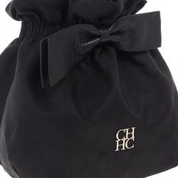 Pre Owned Carolina Herrera Bow Drawstring Chain Hobo Small
