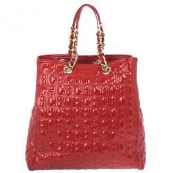 Pre Owned Carolina Herrera Red Patent Leather Bernardine Tote