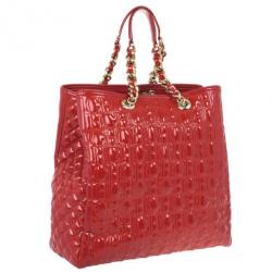 Pre Owned Carolina Herrera Red Patent Leather Bernardine Tote