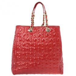 Pre Owned Carolina Herrera Red Patent Leather Bernardine Tote