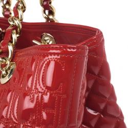 Pre Owned Carolina Herrera Red Patent Leather Bernardine Tote