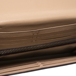 Pre Owned Carolina Herrera White/Beige Monogram Leather Continental Wallet