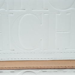 Pre Owned Carolina Herrera White/Beige Monogram Leather Continental Wallet