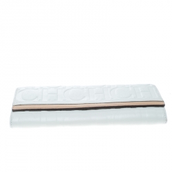 Pre Owned Carolina Herrera White/Beige Monogram Leather Continental Wallet