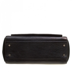 Pre Owned Carolina Herrera Black Nubuck and Monogram Leather Shoulder Bag