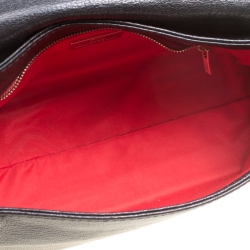 Pre Owned Carolina Herrera Black Nubuck and Monogram Leather Shoulder Bag