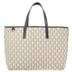 Carolina Herrera Brown/Beige Monogram Canvas and Leather Patchwork Tote -  ShopStyle