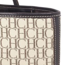 Pre Owned Carolina Herrera Monogram Canvas Shopper Tote