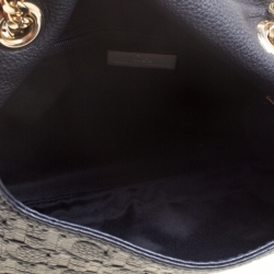 Pre Owned Carolina Herrera Dark Blue Monogram Leather Audrey Shoulder Bag