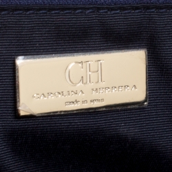 Pre Owned Carolina Herrera Dark Blue Monogram Leather Audrey Shoulder Bag